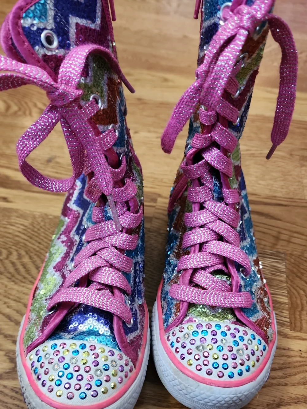 2013 Skechers Twinkle Toes Ziggy Girl Light-Up Mid-Calf Sneakers - Size 2, VGUC